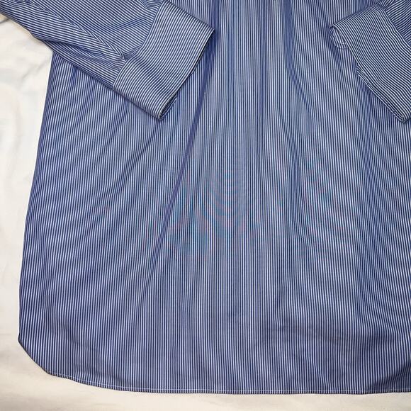 Polo Ralph Lauren Shirt Men’s Size 18 34/35 Blue White Striped Easy Care Office - Picture 12 of 14